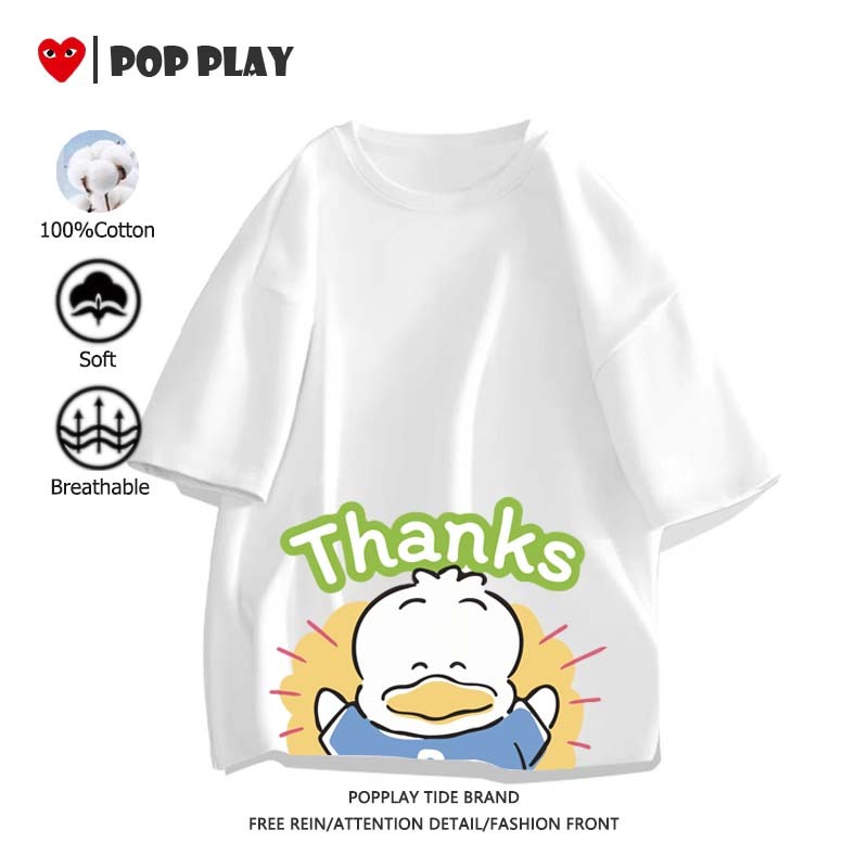 เสื้อยืด （Sanrio Pekkle） เสื้อยืดผู้หญิงผู้ชาย แขนสั้น ระบายอากาศได้ ลายพิมพ์การ์ตูนน่ารัก (ส่งเร็ว จัดส่งจากไทย)
