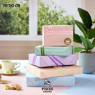 【1 แผ่น】* Pastel Gingham Gift Wrapping Paper กระดาษห่อของขวั…