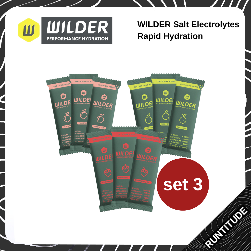 WILDER Salt Electrolytes ให้ความสดชื่นอย่างรวดเร็ว แบบ set 3 ซอง | เกลือแร่เข้มข้น สำหรับคนออกกำลังก