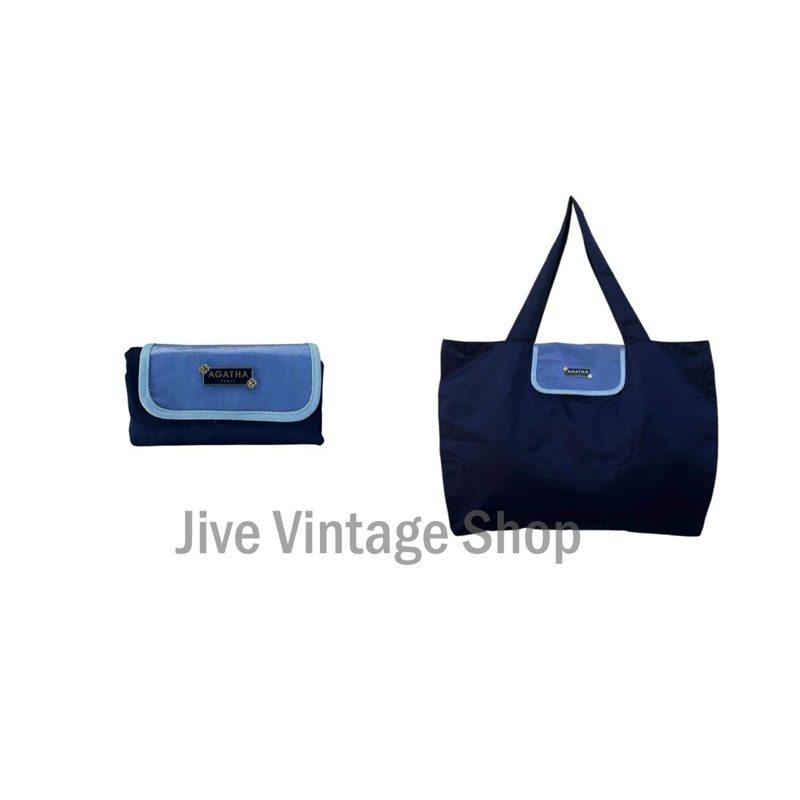 Agatha Paris foldable bag กระเป๋า eco bag พับเก็บได้ มีฝาปิดแต่งโลโก้แบรนด์ น้ำหนักเบาจุของเยอะ มือส