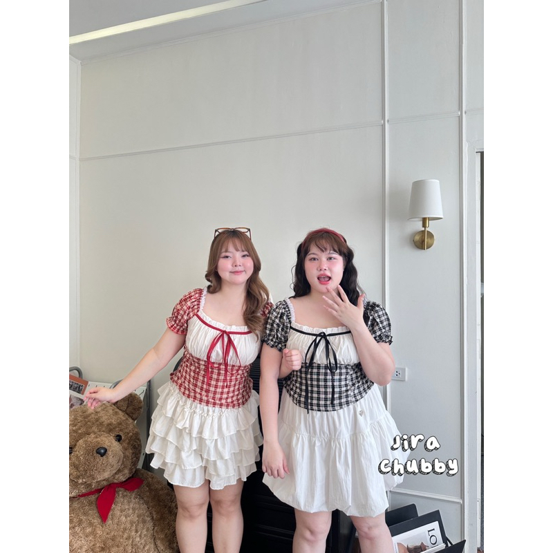 JR เสื้อสก็อตแขนตุ๊กตา polka dot 🌤️ ตรงช่วงอกแต่งด้วยโบว์น่ารักสุดๆ ไซส์ใหญ่ สาวอวบ - รูปที่ 7