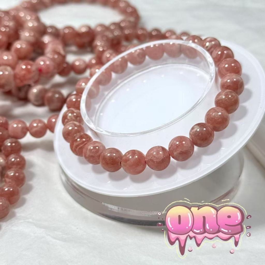 โรโดโครไซต์ Rhodochrosite สร้อยข้อมือ 5 มม. หินแห่งความรักดึงดูดเสน่ห์และเมตตามหานิยม