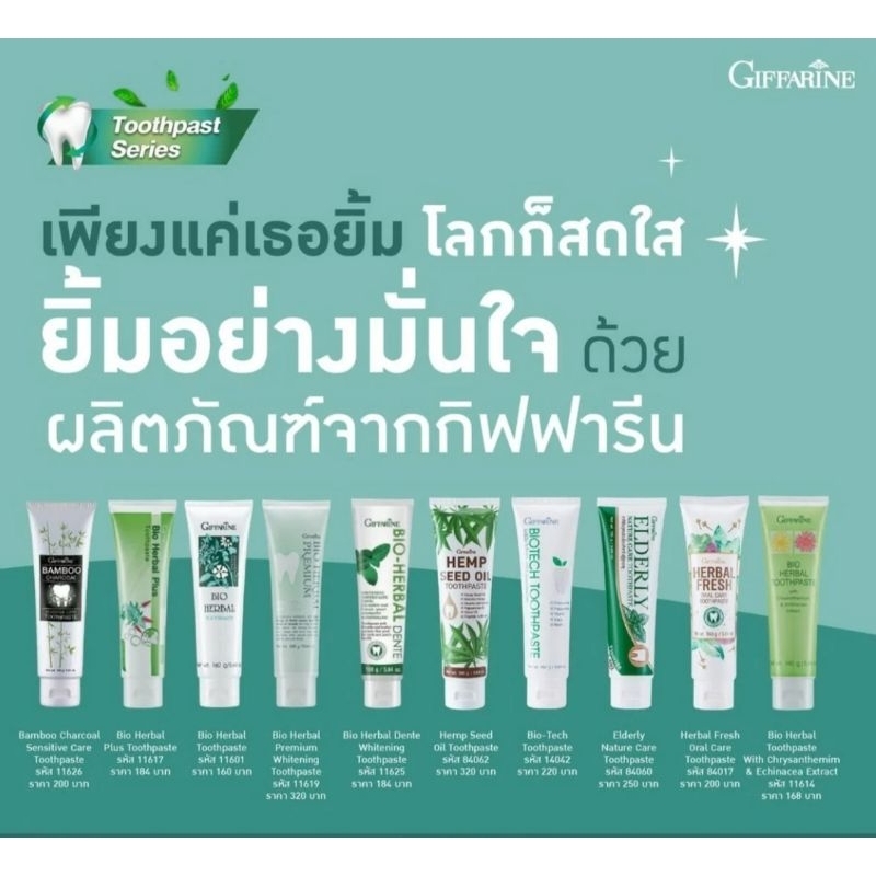 ยาสีฟัน กิฟฟารีน ลดกลิ่นปาก ช่วยบำรุงเหงือก ฟันขาว ป้องกันฟันผุลดคราบหินปูน ลมปากหอมสดชื่น