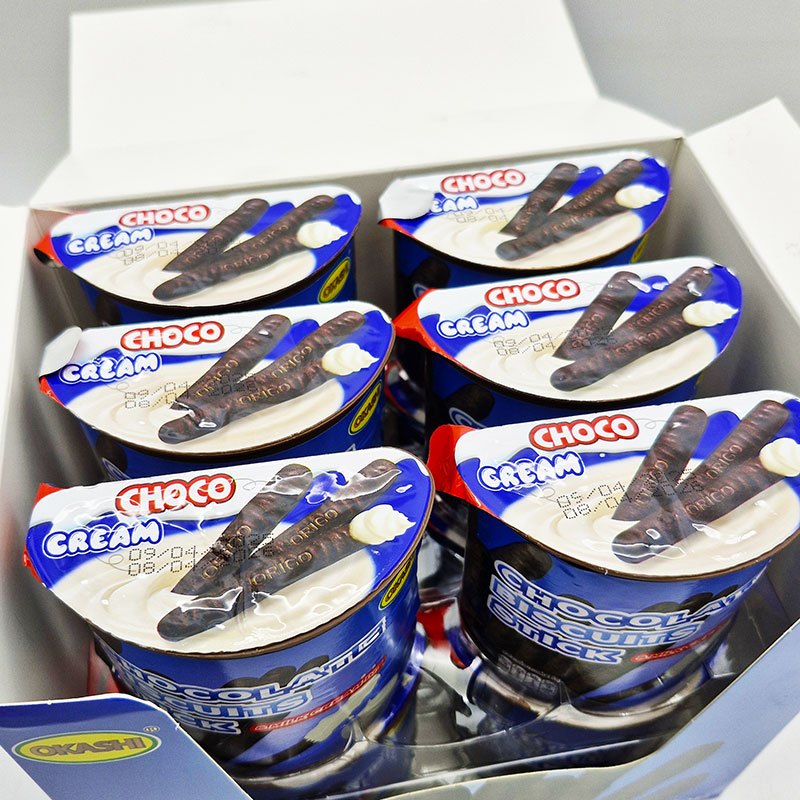 ช็อคโกแลตบิสกิตแท่งครีมนม ตรา โอคาชิ 35กรัม * 12ถ้วย