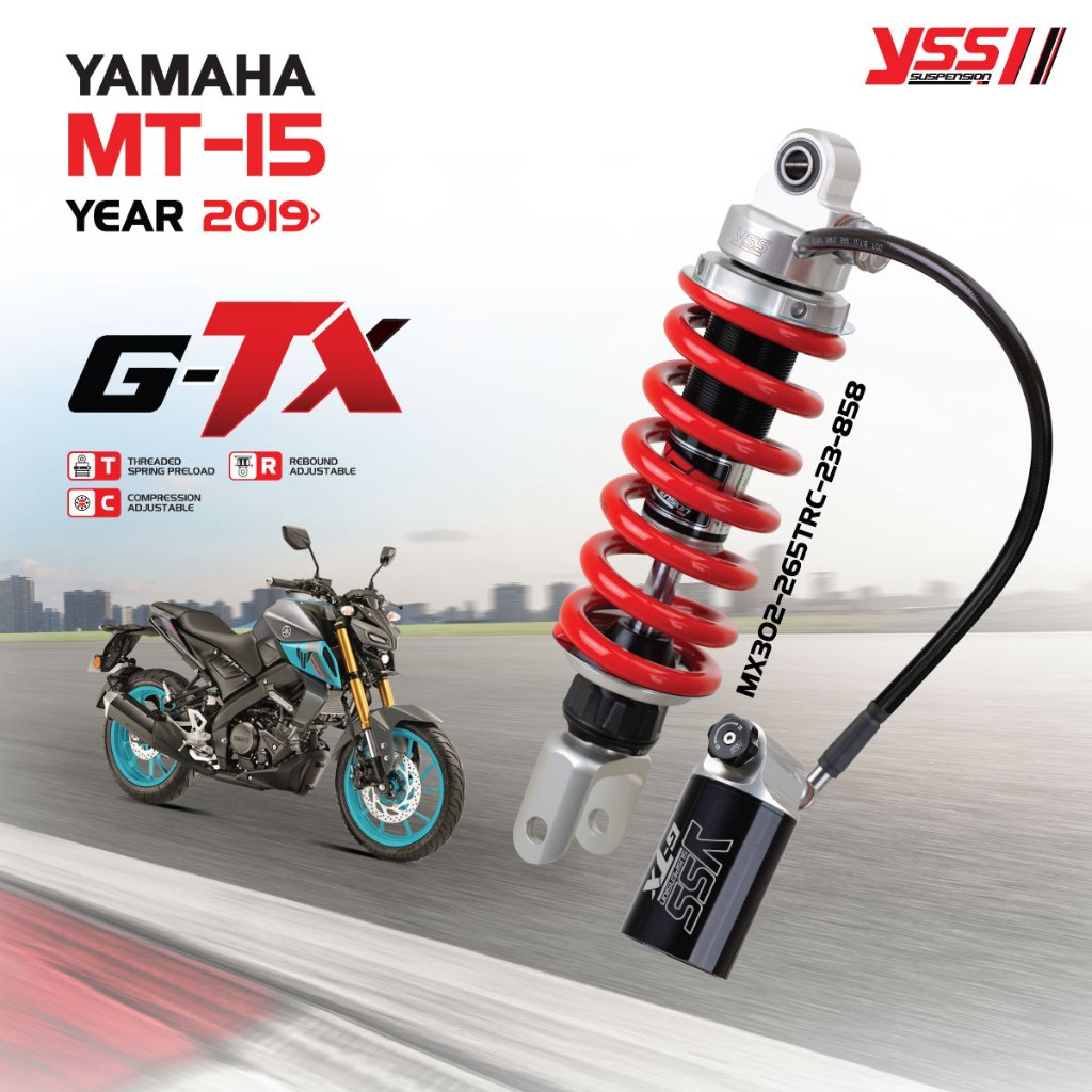 โช้คอัพ YSS  สำหรับรุ่น YAMAHA  MT-15 ปี2019 ขึ้นไป และ YAMAHA XSR 155 ปี 2019 ข