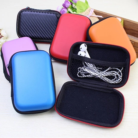 กระเป๋าทรงสี่เหลี่ยมสำหรับใส่หูฟัง ลายเคฟล่าสีดำ Mini earphone bag แบบซิปรูด ช่วยกันกระแทก ใส่เหรียญ สายชาร์จ