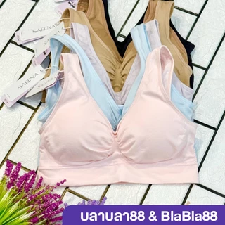 (มีส่งด่วน)Sabina Happy Lady รหัสใหม่ NBA24001 (รุ่นเดิม SBXA889) บราสวมหัว ไร้โครง ไร้รอยต่อ ผ้าทอนุ่มลื่น ฟองน้ำถอดได้