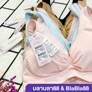 (มีส่งด่วน)Sabina Happy Lady รหัสใหม่ NBA24001 (รุ่นเดิม SBXA889) บราสวมหัว ไร้โครง ไร้รอยต่อ ผ้าทอนุ่มลื่น ฟองน้ำถอดได้