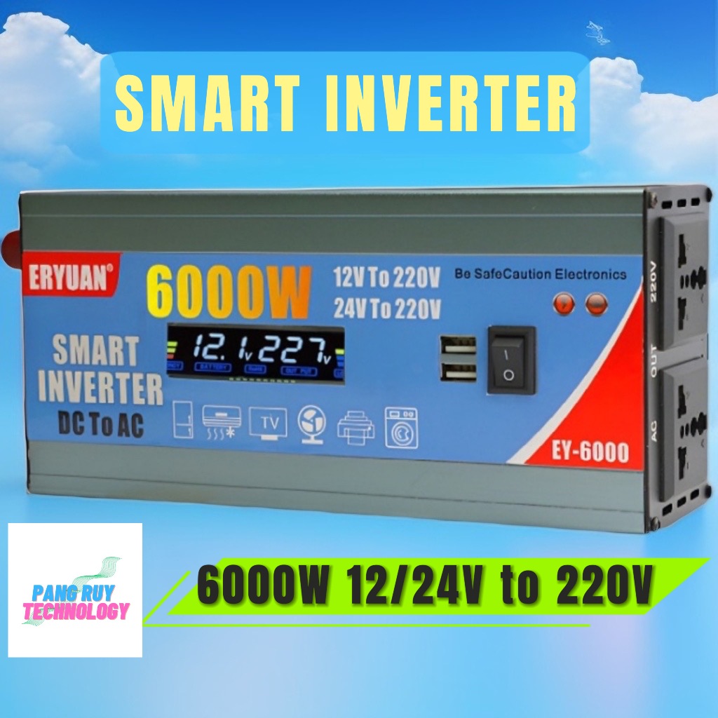 6000W Inverter 12V/24 to 220V Smart inverter 12v 24v authentic digital display 24V car Power Inverte
