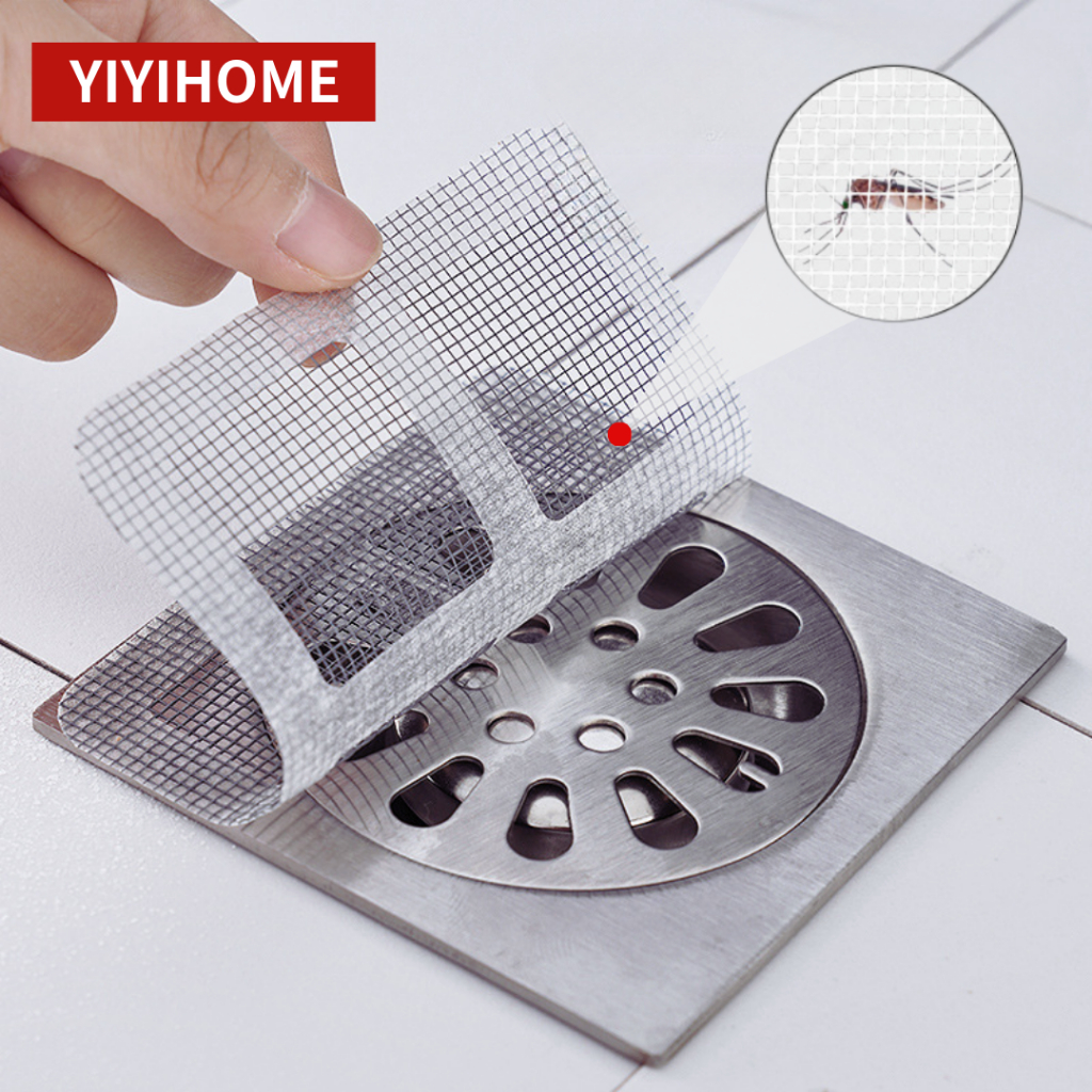YIYIHOME สติกเกอร์กรองท่อระบายน้ํา สติ๊กเกอร์ตาข่าย  ดักเศษผม กันแมลงต่างๆ  ไม่อุดตันท่อระบายน้ํา แพ็ค/10ชิ้น – โปรปัง