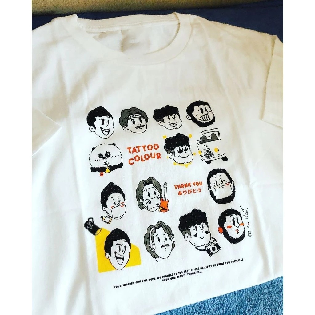 วงอินดี้ เสื้อก็อินดี้แบบนี้แหระ Tattoo Color Band T-shirt เสื้อยืดวงดนตรีสำหรับผู้ชายและผู้หญิง S-3