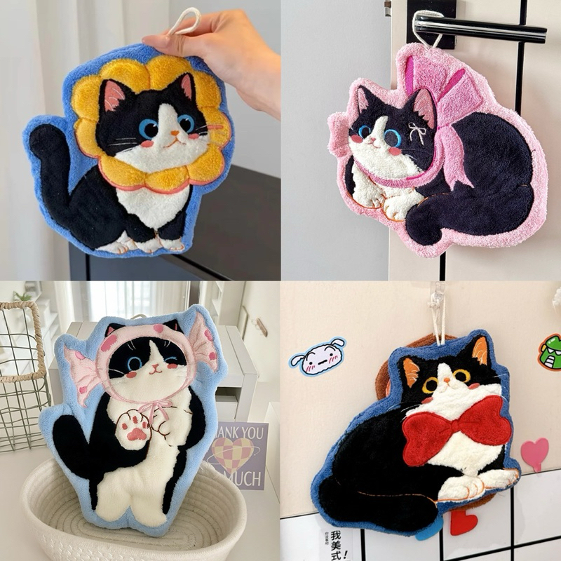 พร้อมส่ง🍎 PP ผ้าเช็ดมือ Colorful Kitty แมวน่ารัก สไตล์ญี่ปุ่น แขวนไว้ในห้องน้ำ ห้องครัว ของแต่งบ้าน ผ้าขนหนู 43023