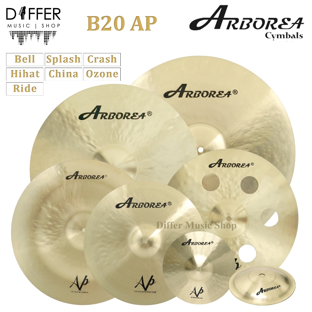 แฉ ฉาบ Arborea Cymbals รุ่น AP วัสดุ Bronze B20 มีให้เลือกหลายขนาด Bell,Splash,Crash,Hihat,Ride,Chin