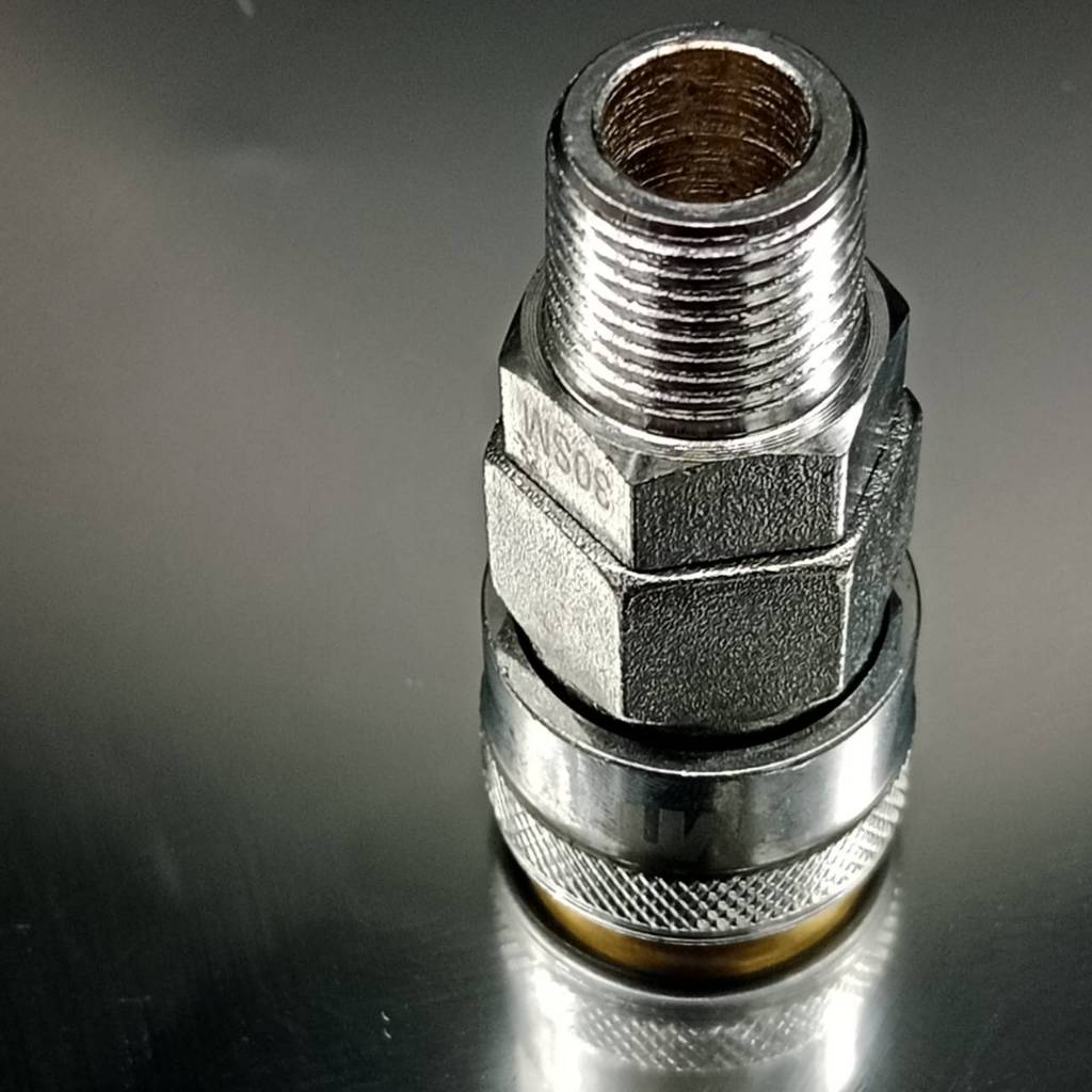 30SM ข้อต่อสวมเร็วเกลียวนอก(รุ่นออโต้) คอปเปอร์ลมตัวเมียขนาดสแตนดาร์ด รุ่น 30SM 3/8" Plug High coupl