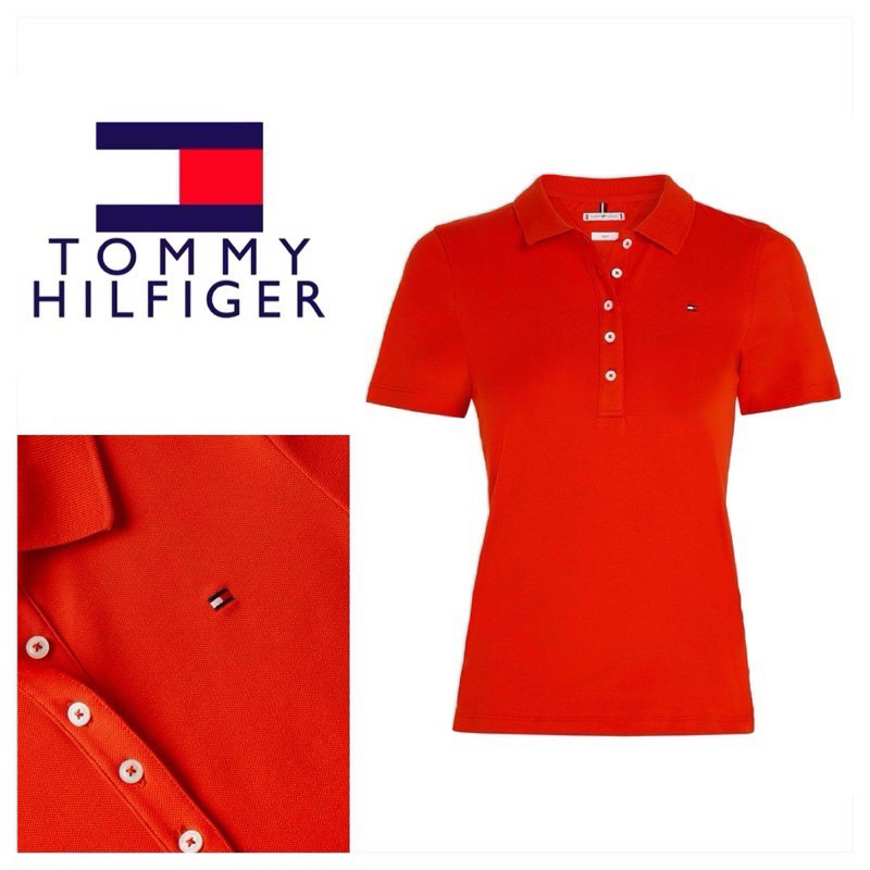 T O M M Y (XX05) เสื้อโปโล ผู้หญิง คอปก แขนสั้น สีชมพูเข้ม มีตัวเดียวเท่านั้น 🛒พร้อมส่ง