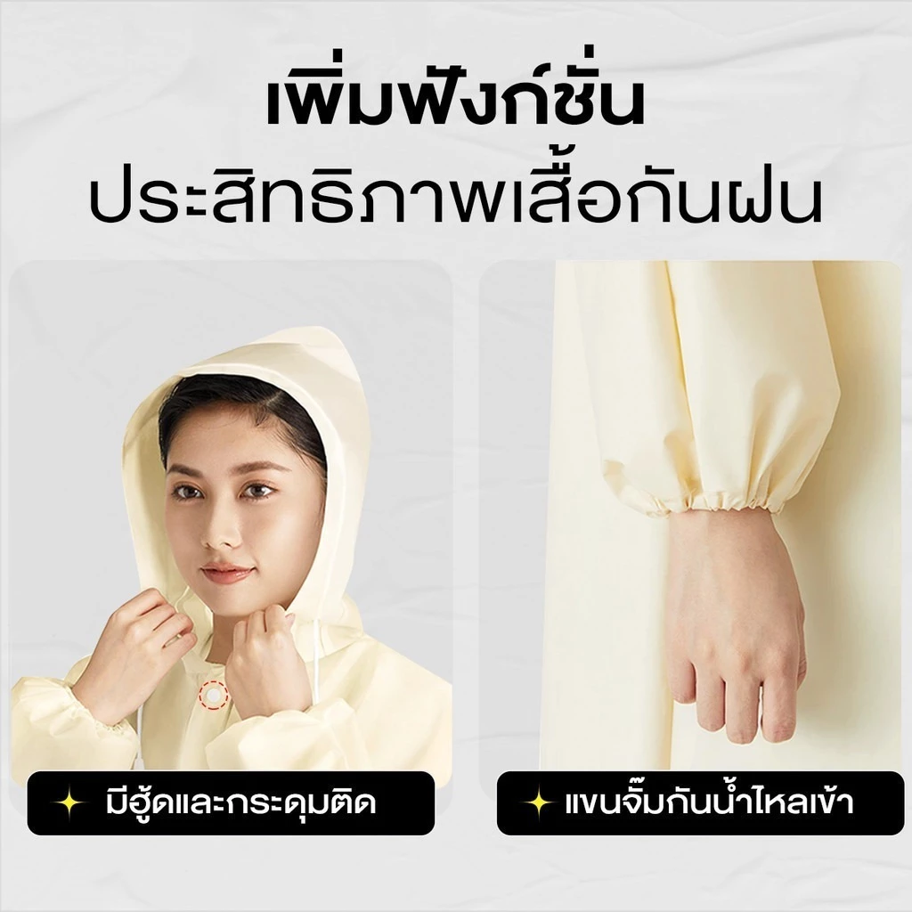 ชุดกันฝน EVA หนา กึ่งโปร่งแสง ผู้ใหญ่ หมวกติดเสื้อ thumbnail 5