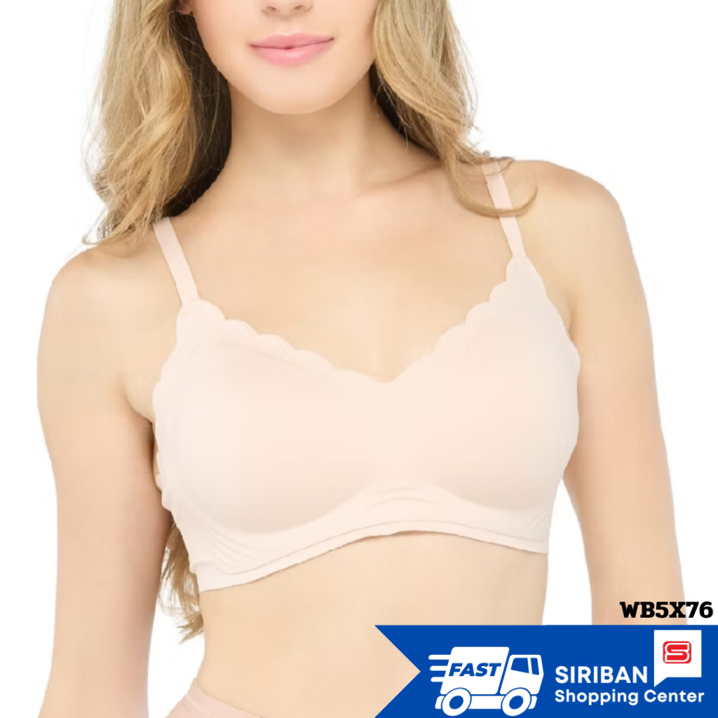 Wacoal รุ่น WB5X76 ชุดชั้นเนียน บราไร้โครง 4/5 Cup PAD เสริมบาง 10 มิล Smart Size เนียนเรียบ