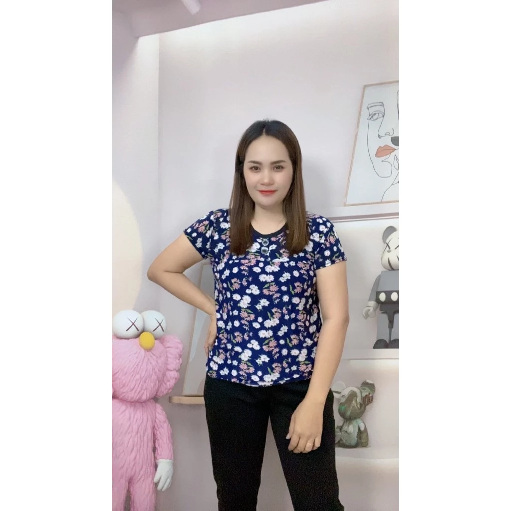 เสื้อลายดอกดำ แขนสั้น อก32-40นิ้ว รุ่น314 thumbnail 8