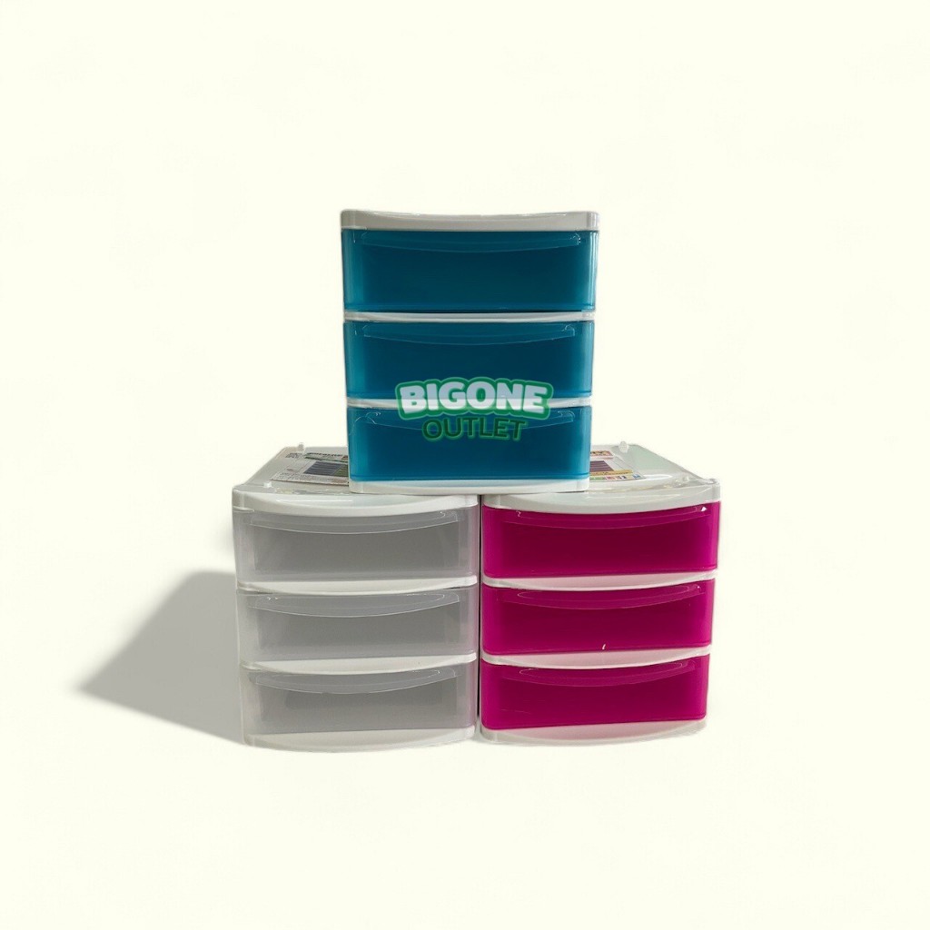 Bigone ลิ้นชักมินิ ลิ้นชักจิ๋ว ลิ้นชักพลาสติก3ชั้น สีเข้มและสีหวาน (No.255)