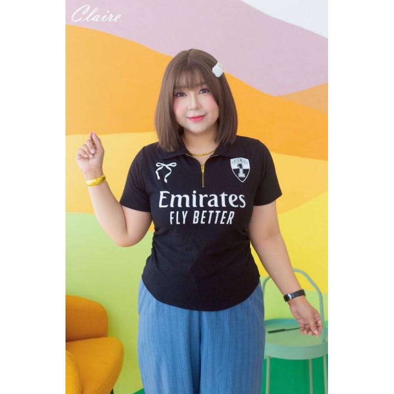 ใหม่ เสื้อสาวอวบ เข้ารูป เอว S โนตม แฟชั่นสไตล์สปอร์ต แต่งซิป คอปก พรางหุ่น (ปกซิป)