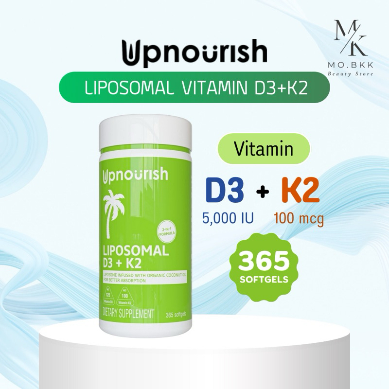 Upnourish Liposomal Vitamin D3 K2 MK7 365 Softgels