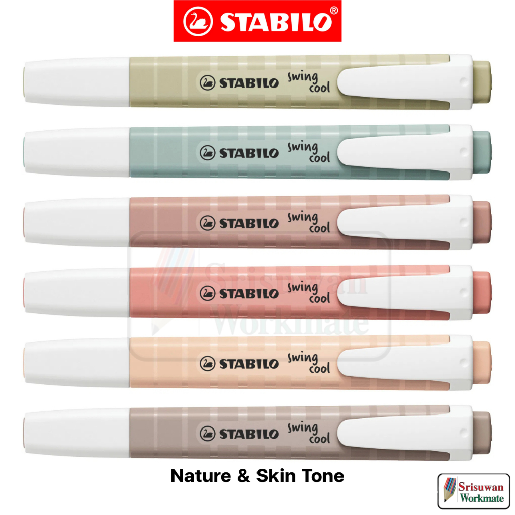 Swing Cool Stabilo ปากกาไฮไลท์ Nature Colors ปากกาเน้นข้อความ สีธรรมชาติ ปากกาสี ไฮไลท์สีพาสเทล stabilo สตาบิโล