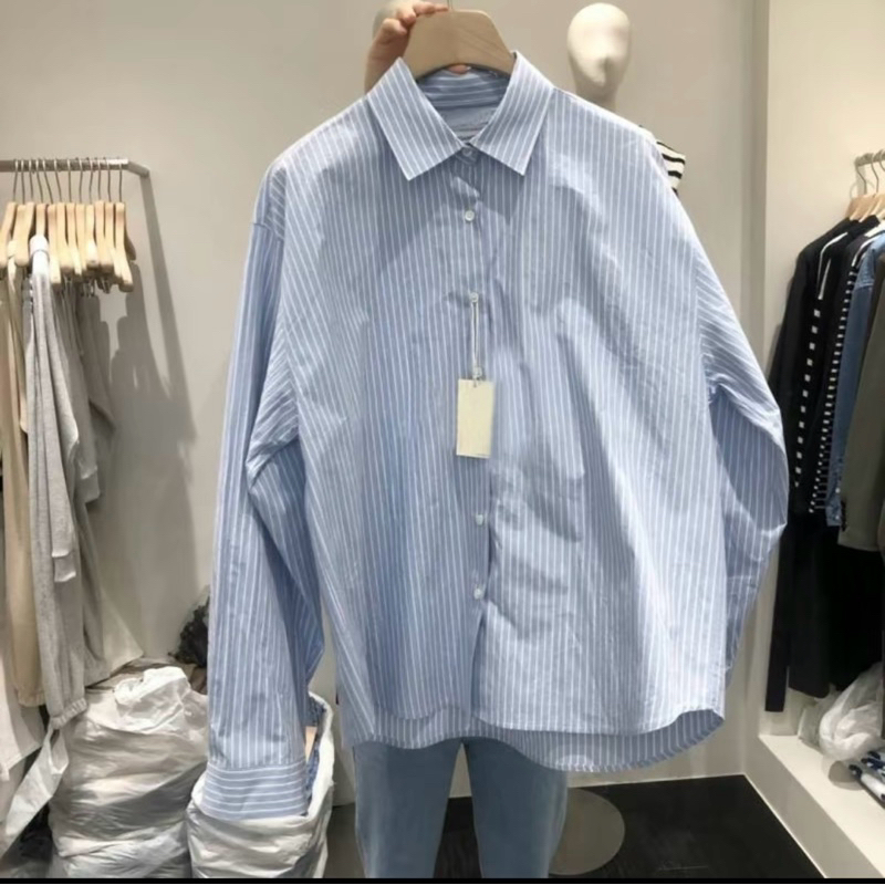 พร้อมส่ง Cloudy Strip Shirt เสื้อเชิ้ตเกาหลี oversize ทรงสวยมาก