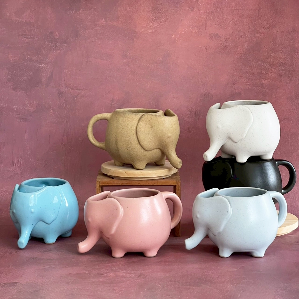 แก้ว แก้วเซรามิค แก้วเซรามิครูปช้าง สินค้าผลิตในไทย สินค้าพร้อมส่ง - AT1CERAMIC