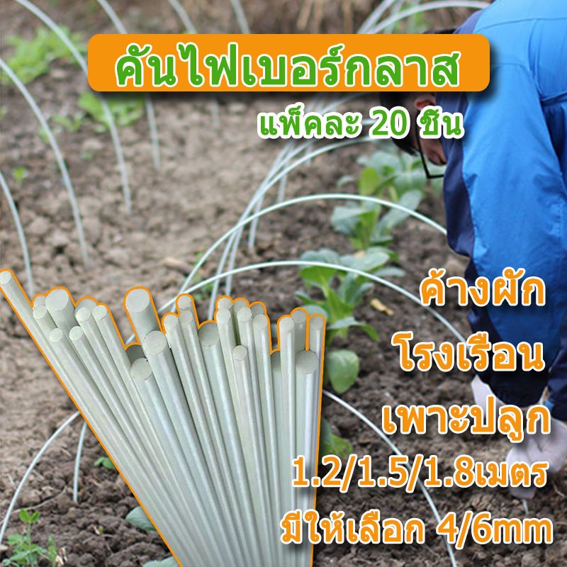 โรงเรือนปลูกพืช คันไฟเบอร์กลาส แพ็คละ 20ชิ้น โรงเรือน เพาะปลูก หลักไม้เลื้อย ไม้ค้ำต้นไม้ ค้างผัก ค้างต้นไม้