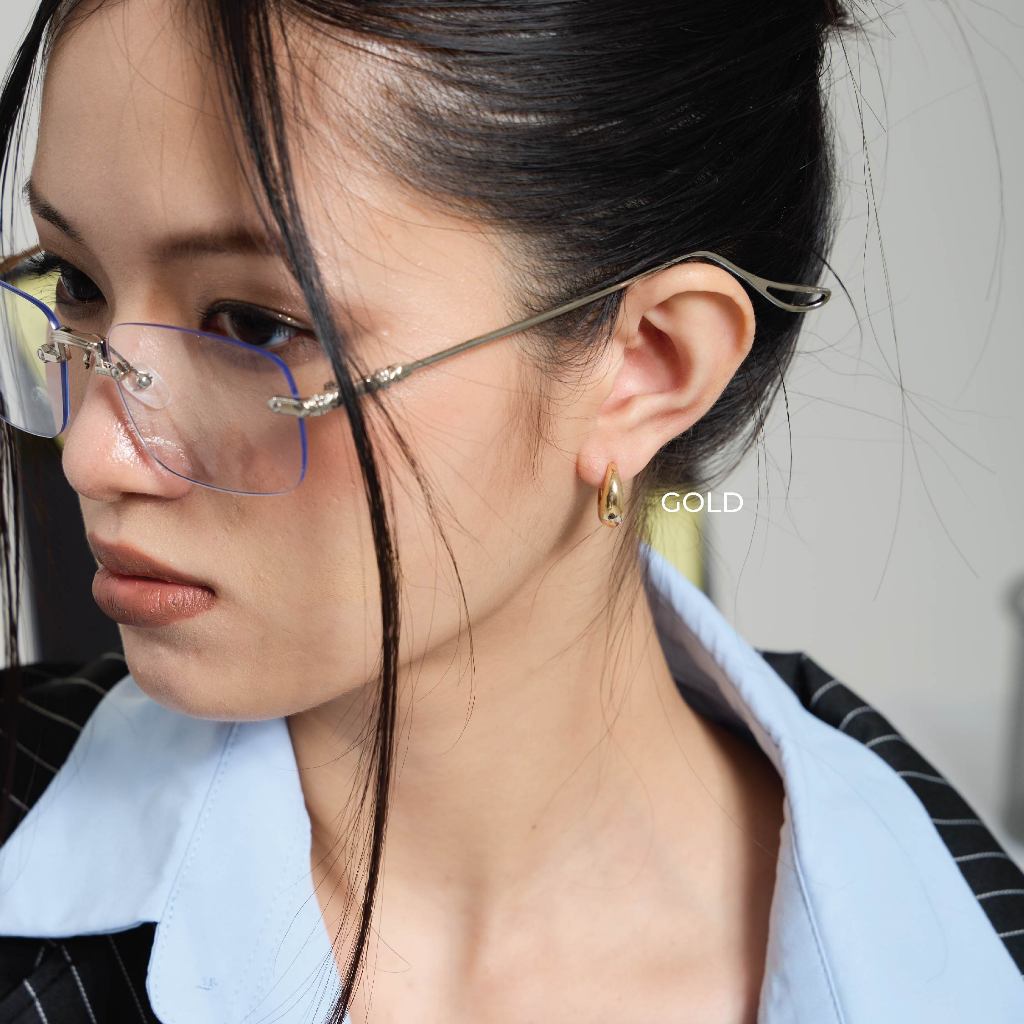 earika.earrings - oval hoop ต่างหูห่วงโค้งเรียบ วัสดุสแตนเลส (stainless steel) ใส่อาบน้ำได้ เหมาะสำหรับคนแพ้ง่าย - รูปที่ 5