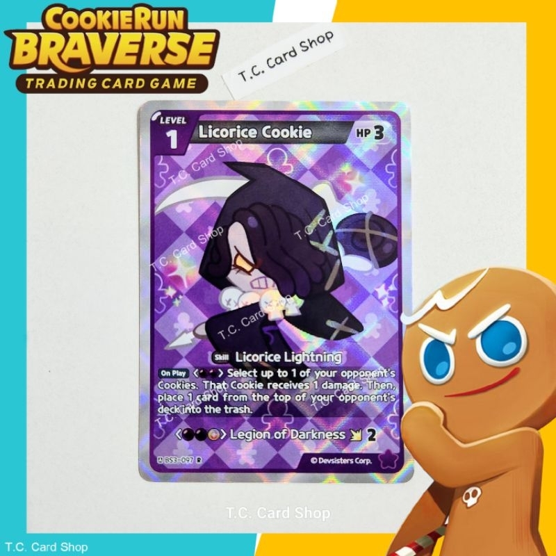 Licorice Cookie R ฟอยล์ - BS3-097 - การ์ดคุ้กกี้รันภาษาอังกฤษ (สีม่วง) Cooking Run Braverse