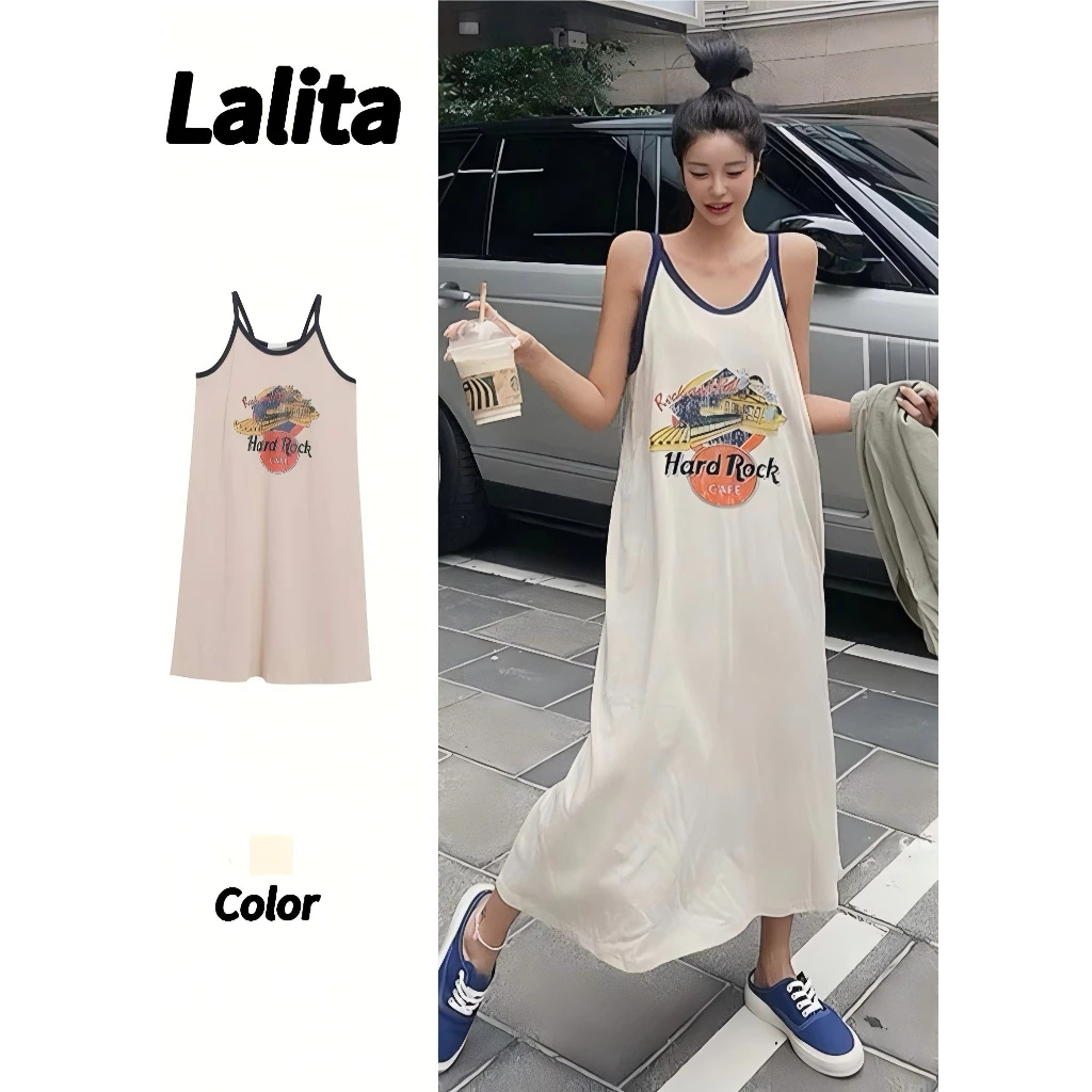 Lalita เดรสผู้หญิง🎀100%cottonสไตล์ลำลอง ชุดเดรสยาว ชุดเที่ยวทะเล เนื้อผ้าใส่สบาย เดรสทรงหลวม
