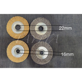 แปรงลวดแบน ขนาด 4 นิ้ว รูกลางมี2ขนาด 16mm 22mm สีทอง และสีเงิน