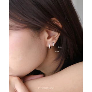 A.piece ต่างหูห่วง Everyday Luxe collection (waterproof) : [stainless steel] Dainty crystal one-touch