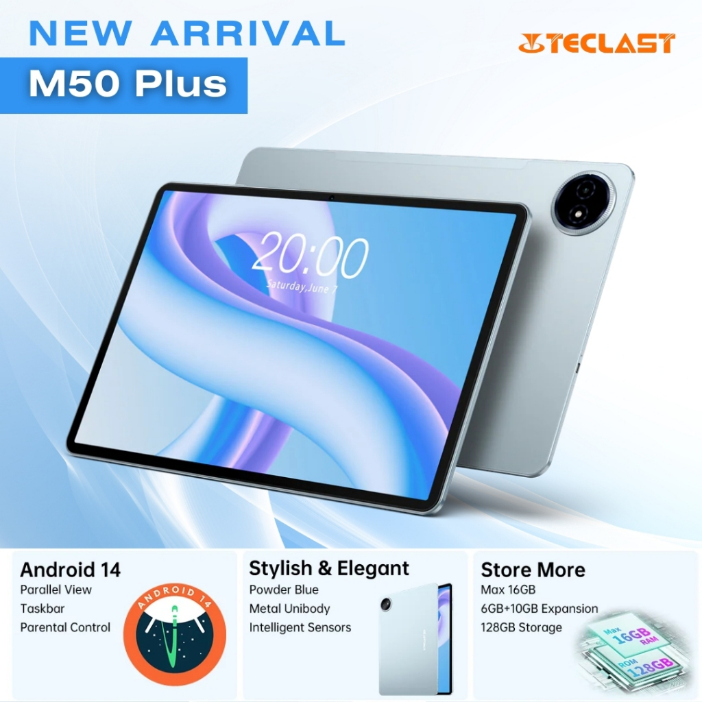 [คุ้มสุด/ถูกและดี]  TECLAST M50 Plus 10.1 นิ้ว 16GB /128GB แบตอึด 7000mAh เล่นเกมลื่น รับประกัน 1 ปี