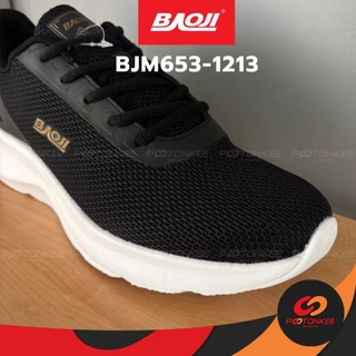 Baoji รองเท้าวิ่ง ผู้ชาย BJM653-1213, 1200 ผ้าใบดำล้วน ดำขาว บาโอจิ พร้อมส่ง