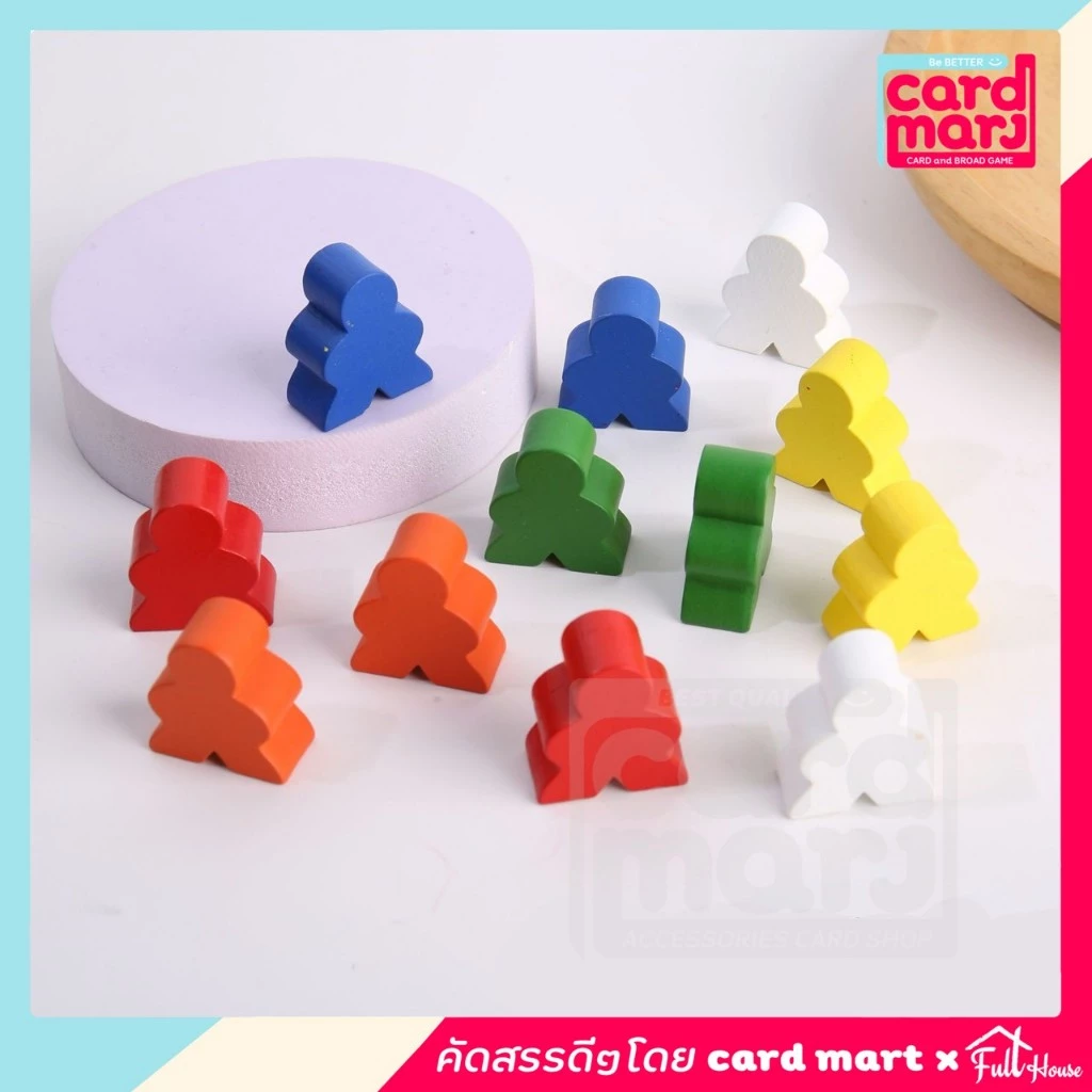 [4฿]🔥 พร้อมส่ง🇹🇭โทเคนไม้ Wooden Token รูปคน Diskไม้ ตัวเดิน cube บอร์ดเกมส์ board game ไม้ thumbnail 5