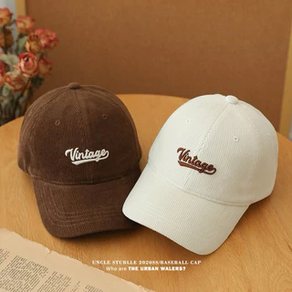 (EO) หมวกแก๊ปกันแดด ผ้าลูกฟูก cap (ป้ายvintage)