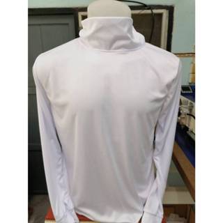 เสื้อแขนยาว คอเต่า ผ้าไมโคร สีขาว มีไซส์ M L XL 2XL