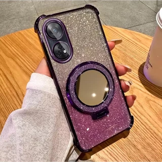 เคส กริตเตอร์ หรูหรา สำหรับรุ่น OPPO A18 A38 A17 A17K A78 A58 เคส กันกระแทกมุม ป้องกันกล้อง กระจก แต่งหน้า ตั้งได้ F2