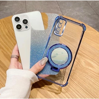 เคสกริตเตอร์ สำหรับSamsung A17 A18 A57 A37 S26FE S25FE S24FE A36 A56 A55 A16 A02S A03S A54 กระจก แต่งหน้า ตั้งได้ F2
