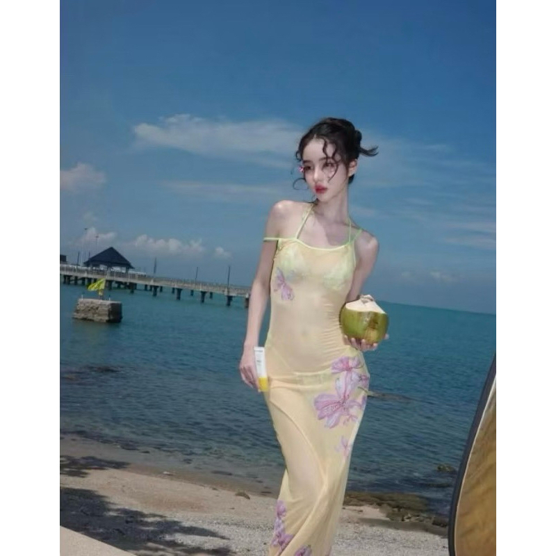 Gigibeachbabes -🍋 Hawaiian Knit Dress เดรสยาว ผ้า knit