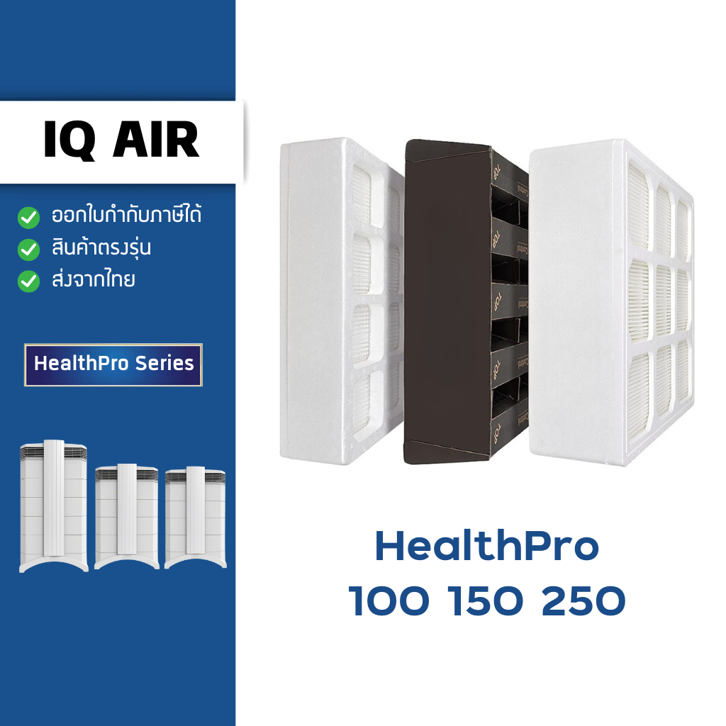 แผ่นกรองอากาศ IQAir HealthPro 100 150 250 สำหรับ HealthPro Series กรองฝุ่น 3 ชั้น PreMax F8 , HyperH