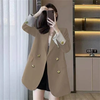 SUIT-24🌽เสื้อเบลเซอร์ สไตล์เกาหลี ตัวใหญ่ ใส่สบาย โอเวอร์ไซซ์ ผู้หญิง เสื้อแฟชั่น กระดุม 4เม็ด ใส่ทำงาน ทรงสวย🌽
