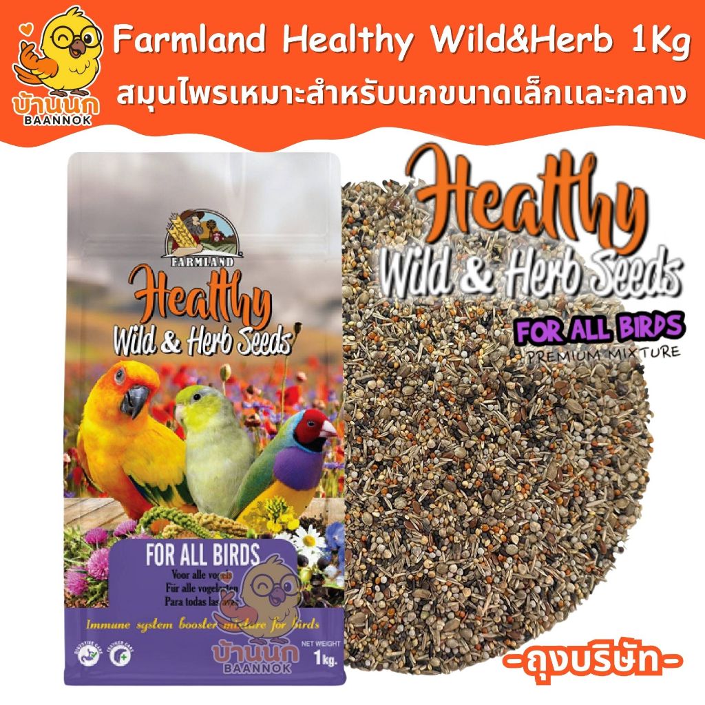 Farmland Healthy Wild & Herb seeds 1kg (ถุงบริษัท) อาหารนกแก้ว สมุนไพรรวม สำหรับนกขนาดเล็กเเละกลาง