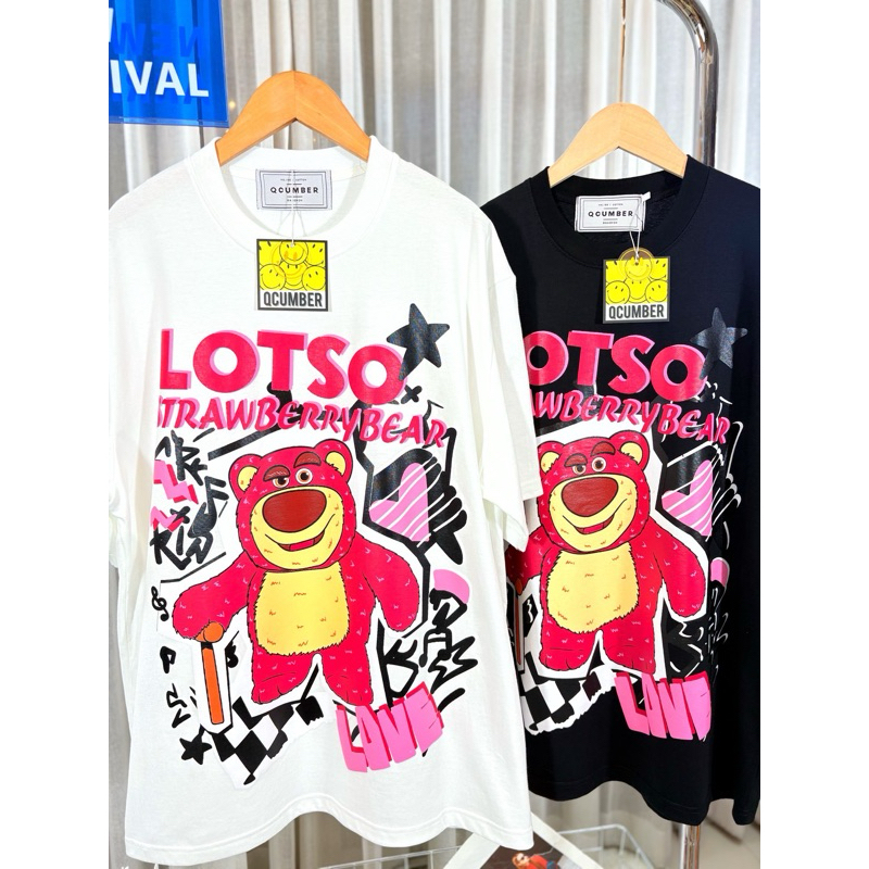 【พร้อมส่ง】เสื้อยืดโอเวอร์ไซส์ Qcumber หมีล็อตโซ่