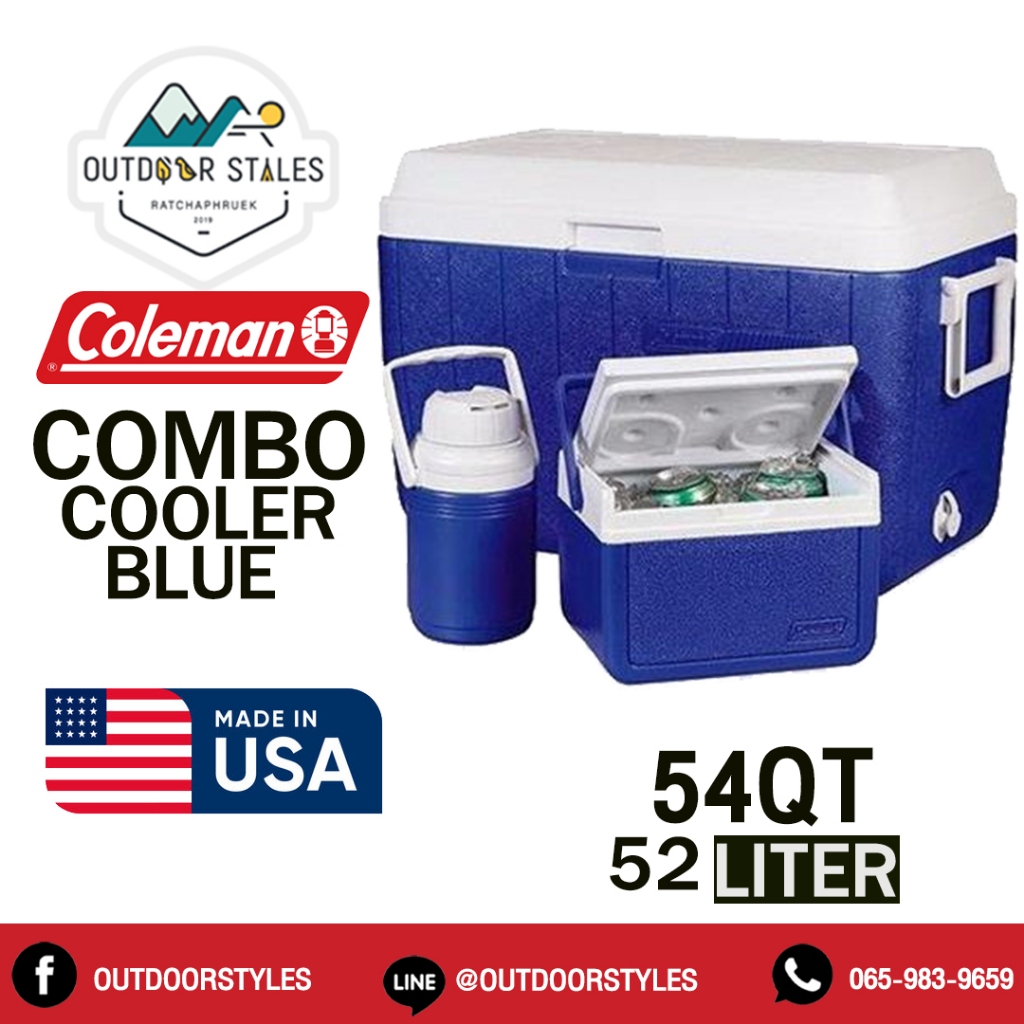 Coleman US 54 Qt Blue Combo Cooler Blue 5295A780G (5 Qt & 1/3 Gal)