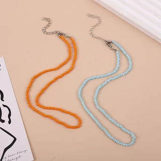 พร้อมส่ง🪸สร้อยคอลูกปัดสีพื้นล้วน สีผสม สร้อยคอใส่ไปทะเล