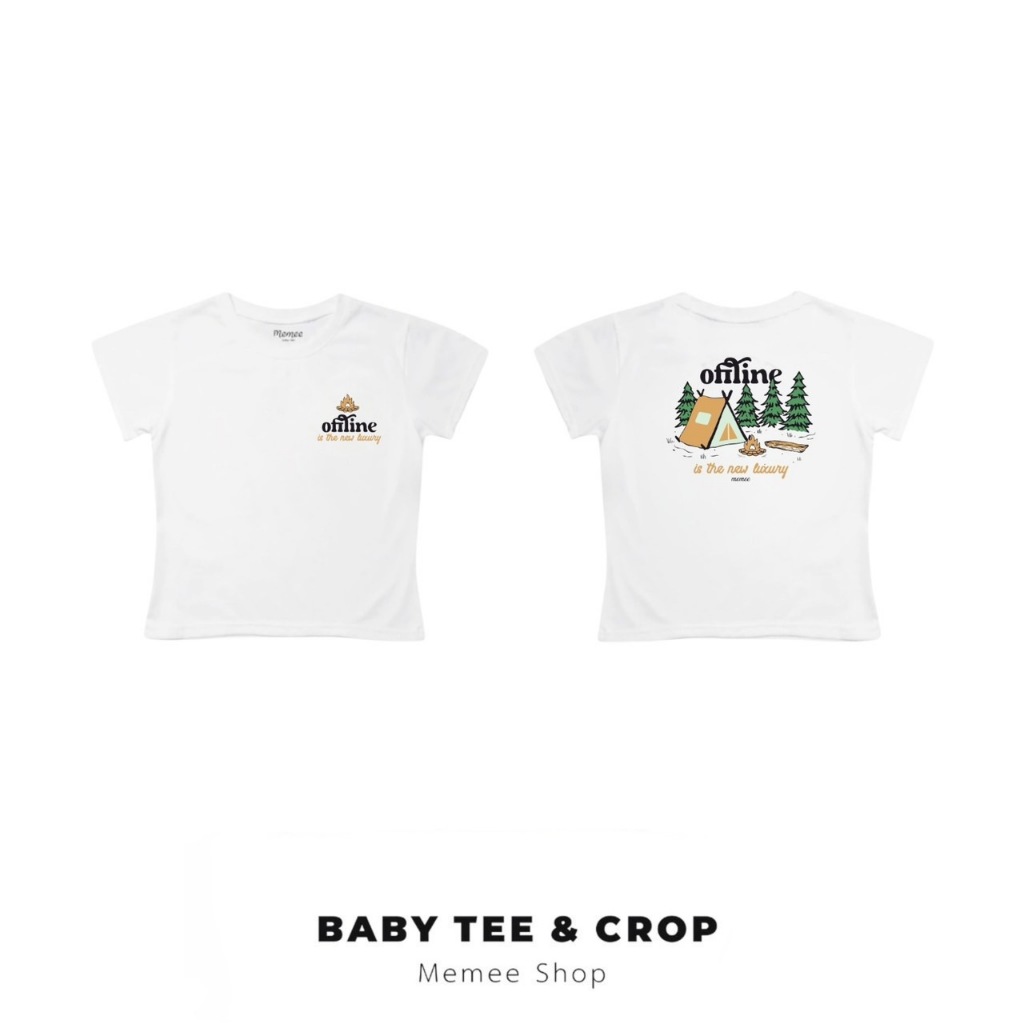 Memee ~ เสื้อยืดผ้าคอตตอน Baby Tee เสื้อผู้หญิง (Offlineผู้หญิง)