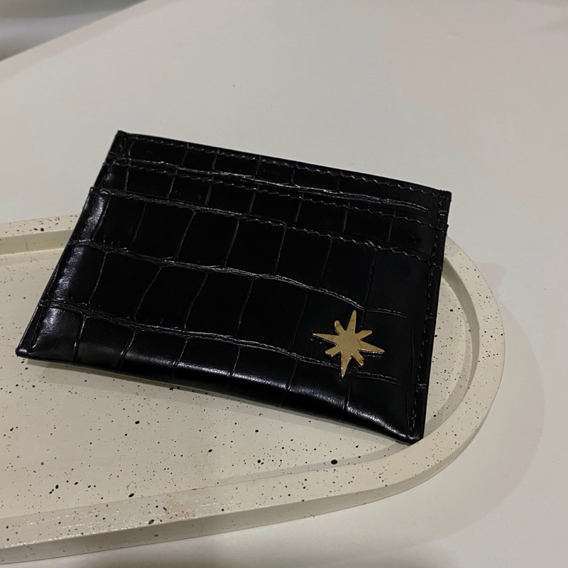 🫐⭐️ gliss the object - card holder สีดำ/ลายหนังจระเข้ (มือสอง)